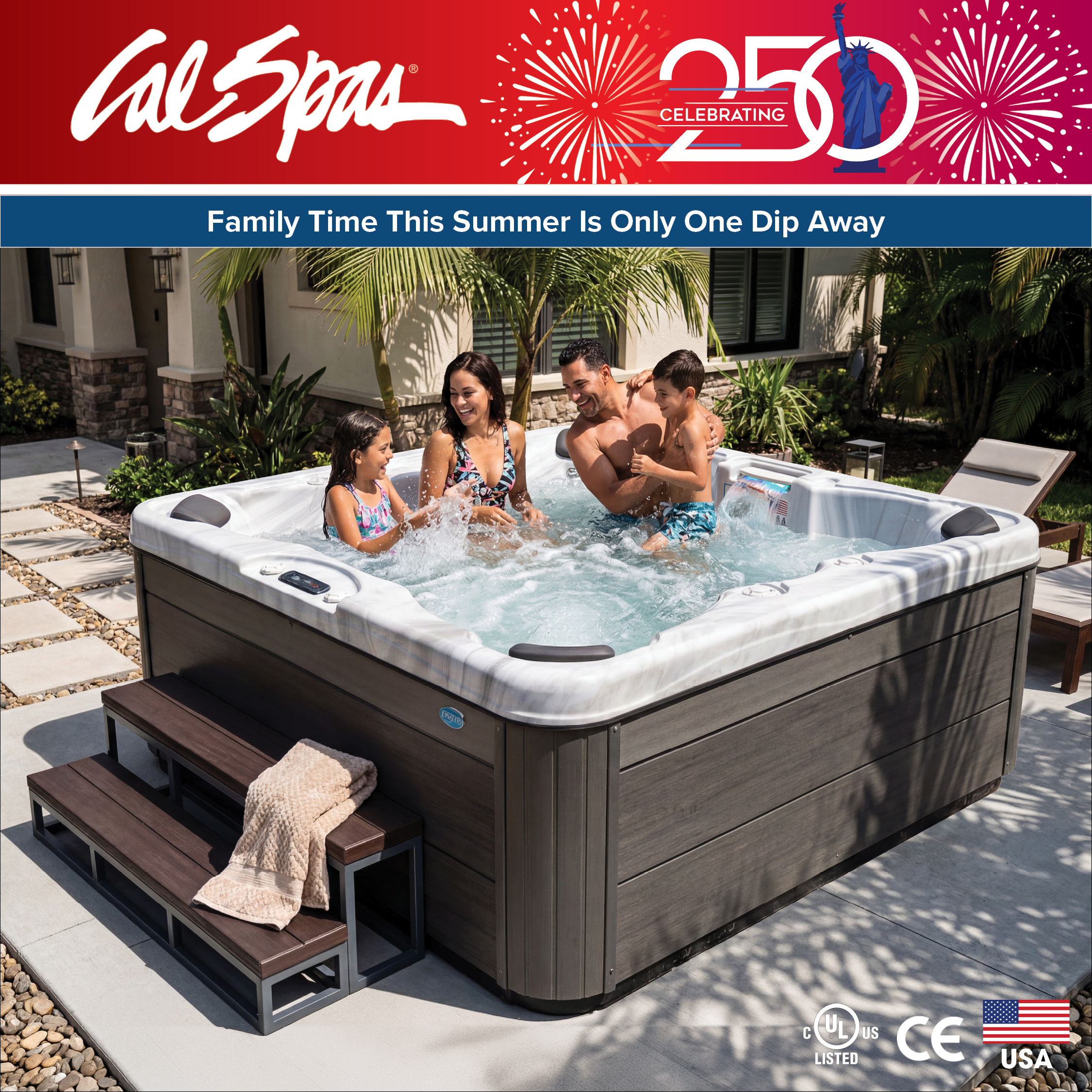 Calspas hot tub being used in a family setting - Henderson